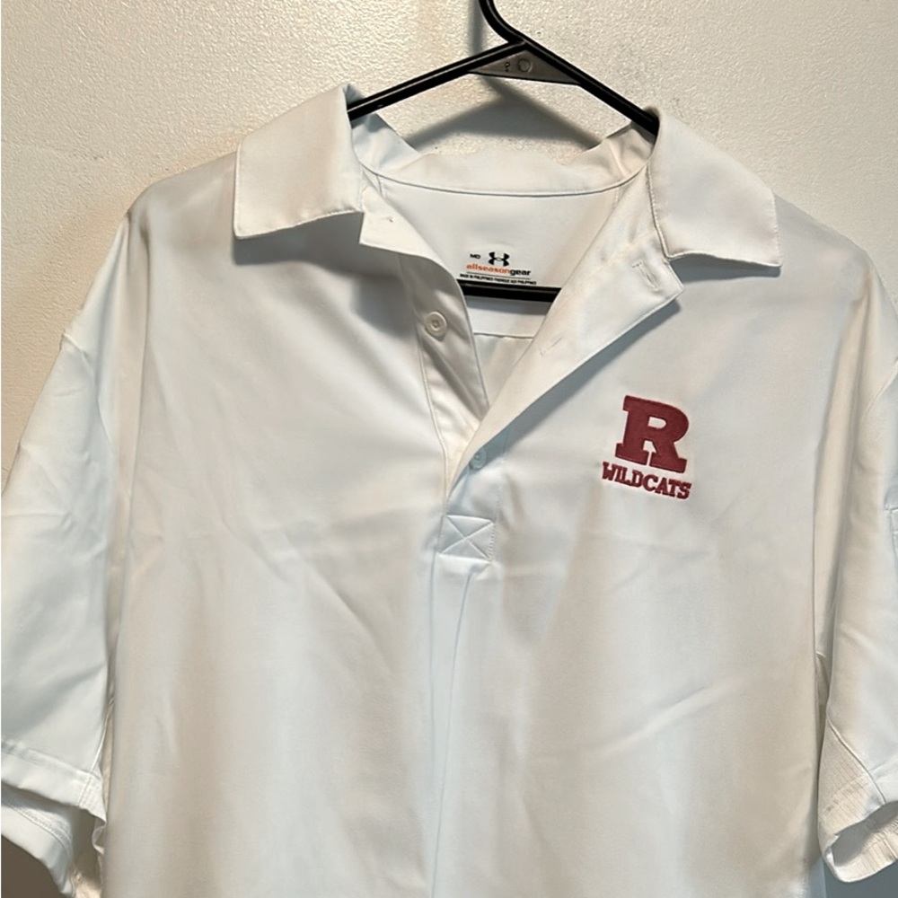 Under Armour White and Red Men's Polo